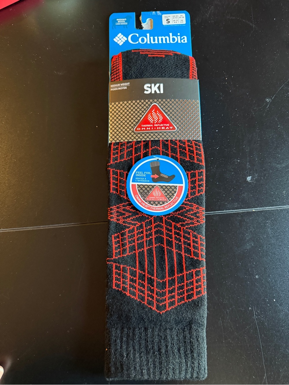 New Columbia Sportswear Merino Wool Omni-Heat Ski Socks Over Calf 4-7 Women